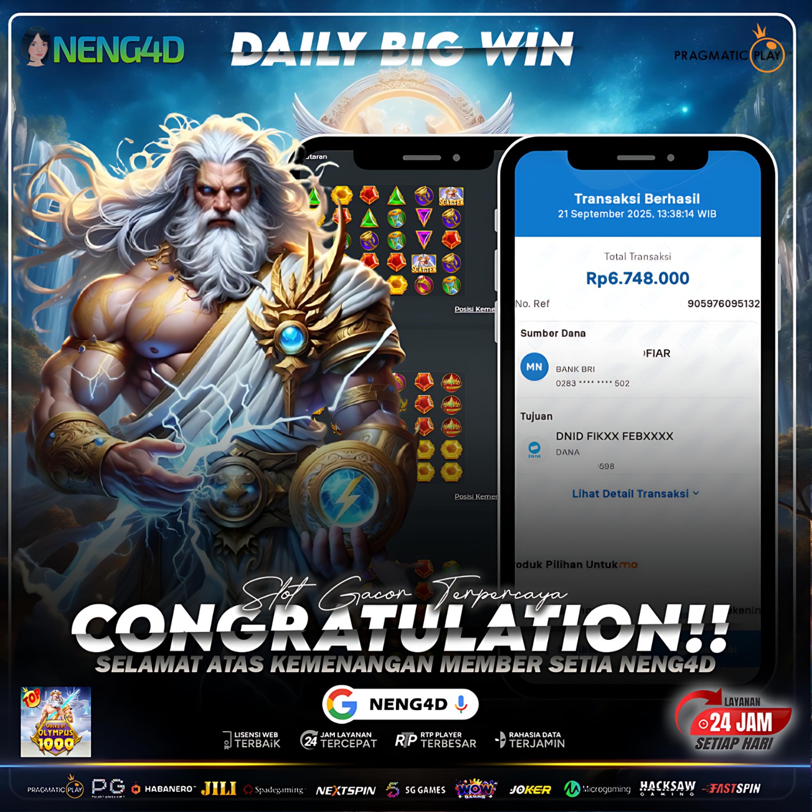 PRAGMATIC PLAY - JACKPOT SLOT GATES OF OLYMPUS X1000 Rp.6.654.660