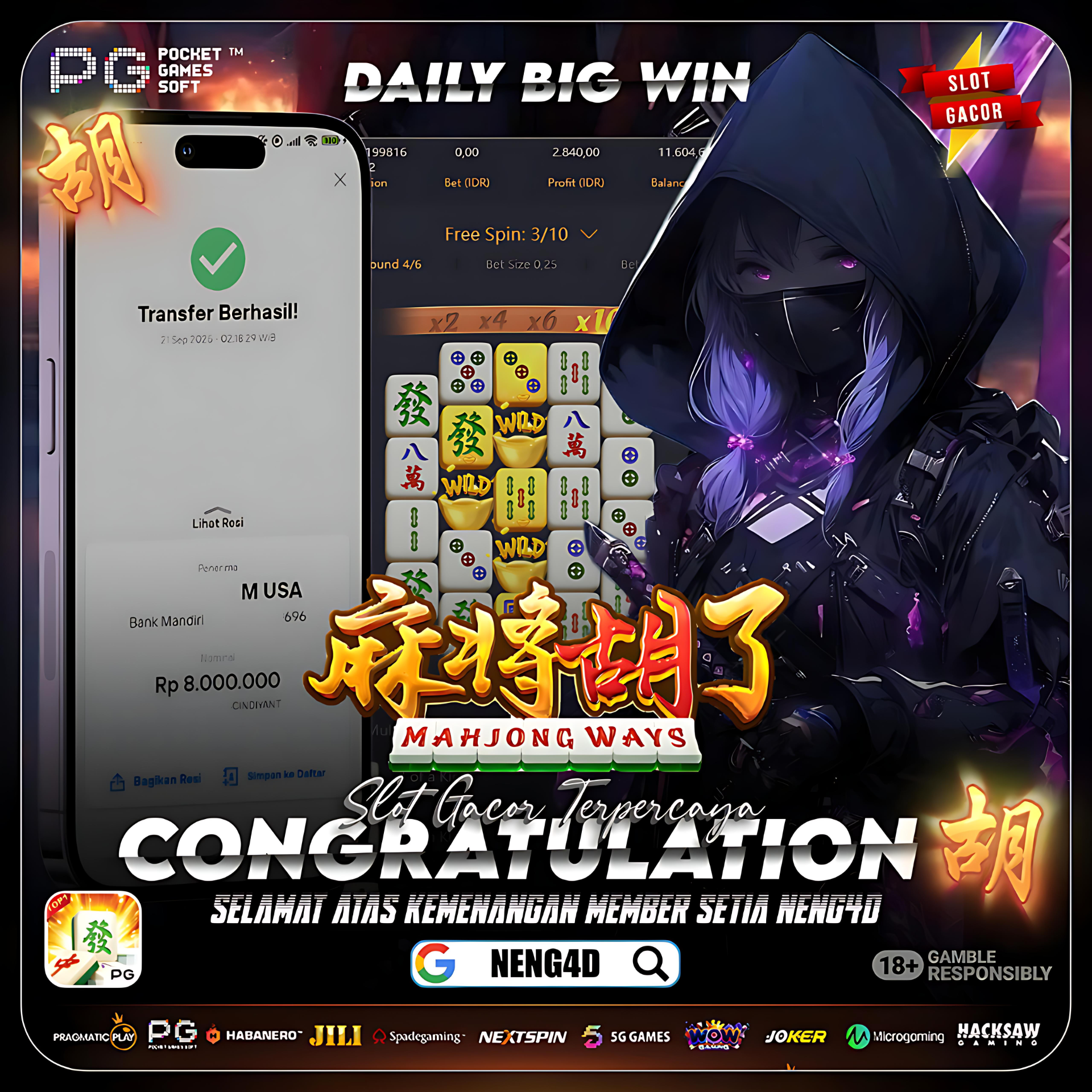 PG SOFT - JACKPOT SLOT MAHJONG WAYS Rp.8.000.000