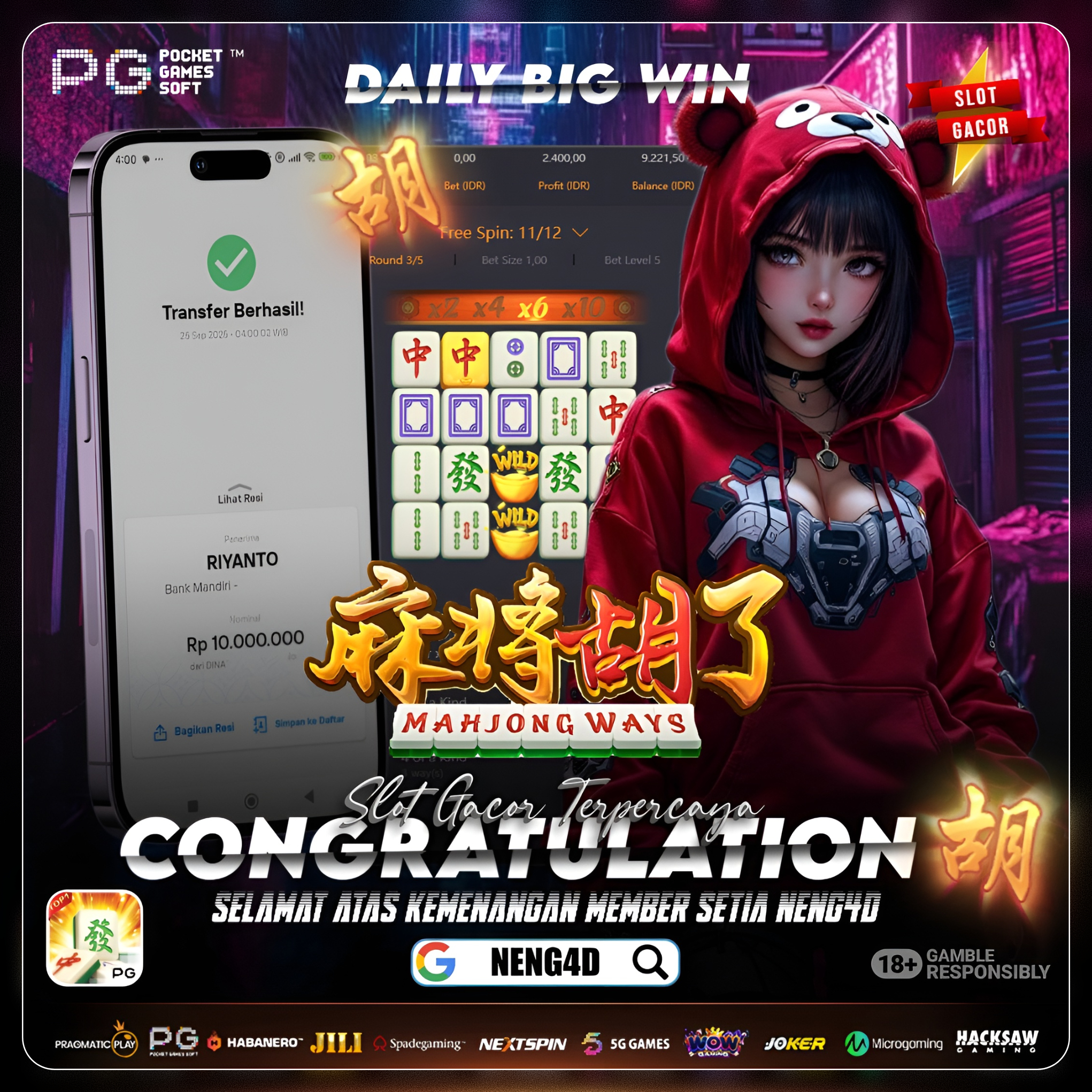 JP BESAR BARENG NENG4D DI MAHJONG WAYS PG SOFT