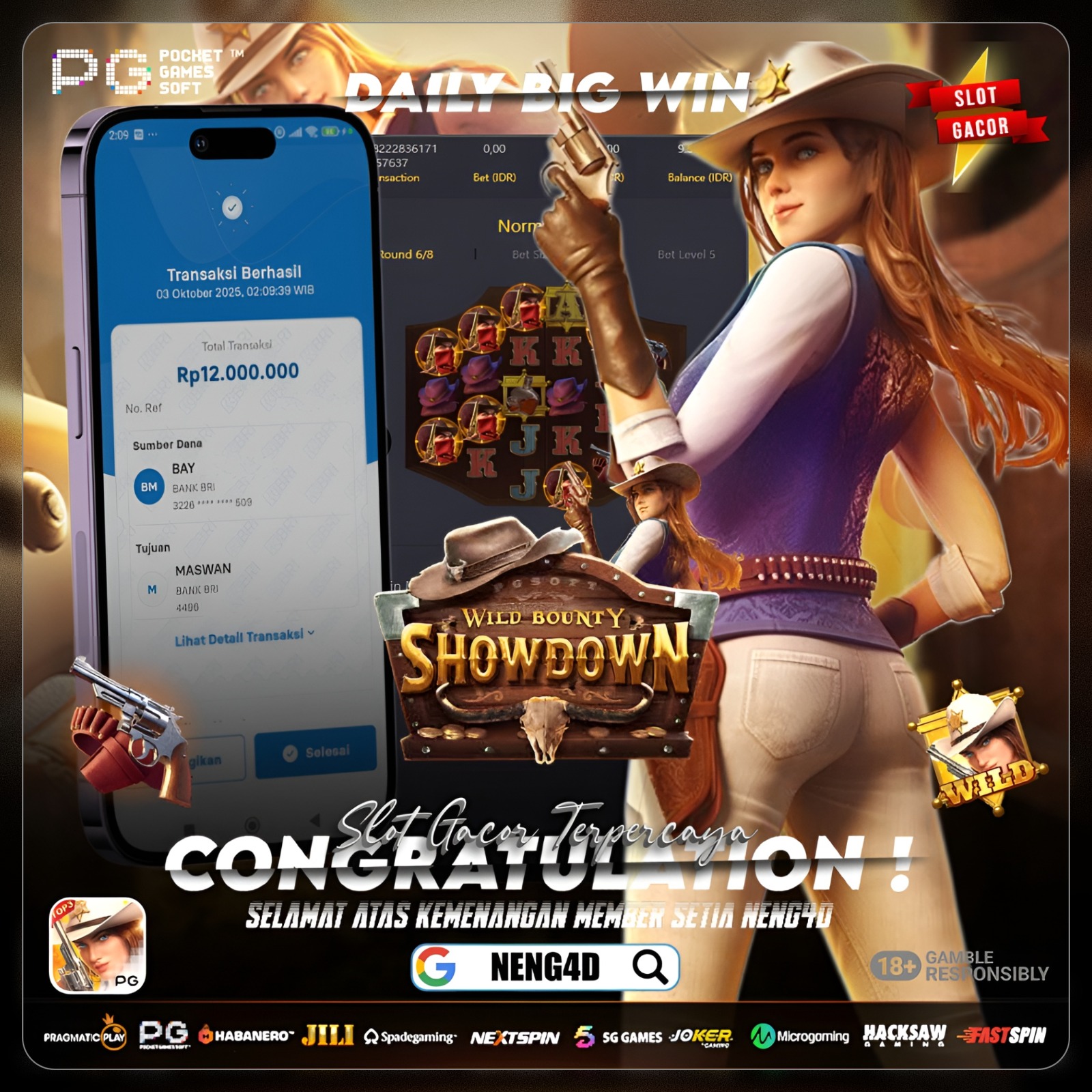 KEMENANAGN SPEKTAKULER DI WILD BOUNTY SHOWDOWN NENG4D