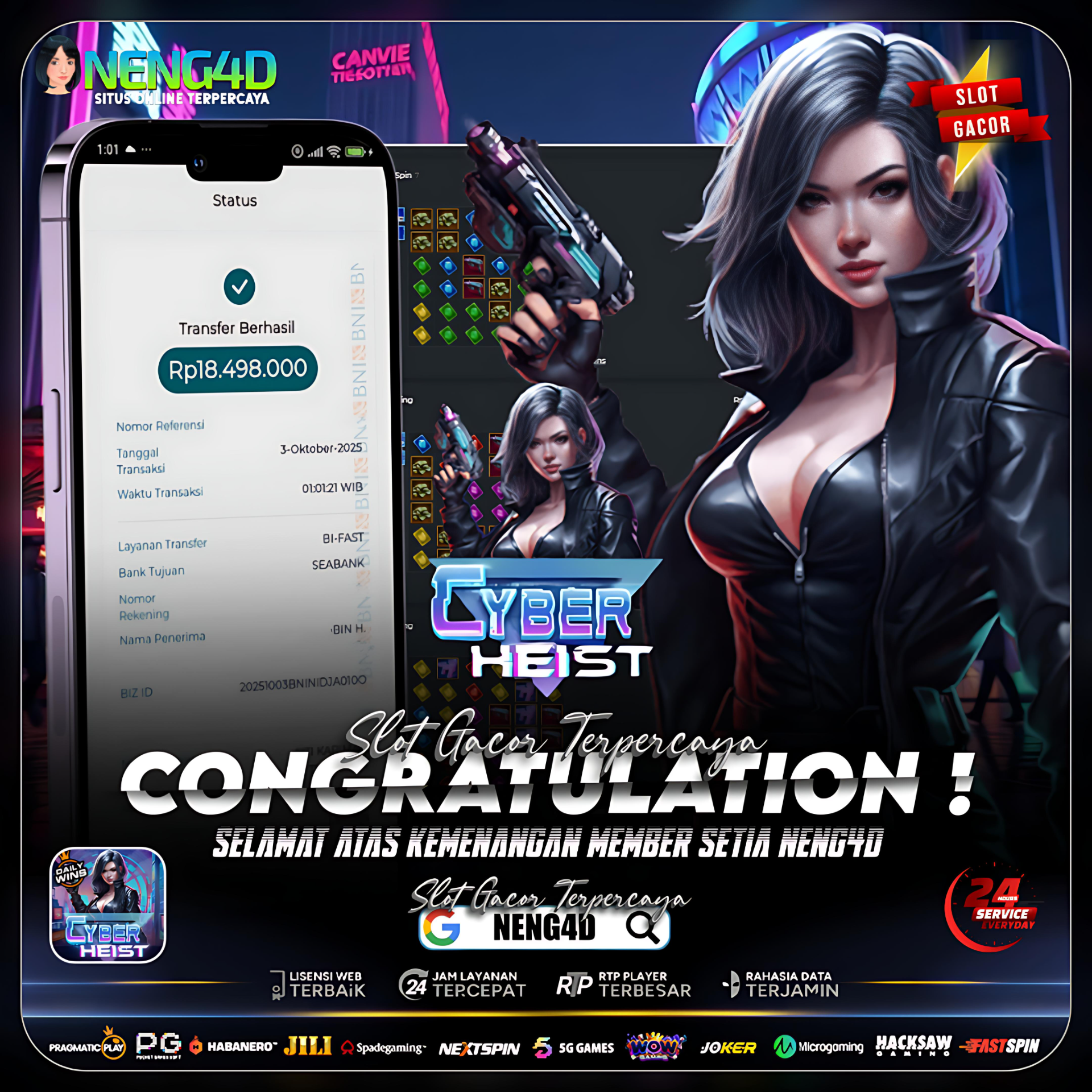 Kemenangan Spektakuler Member Setia NENG4D di Permainan Cyber Heist