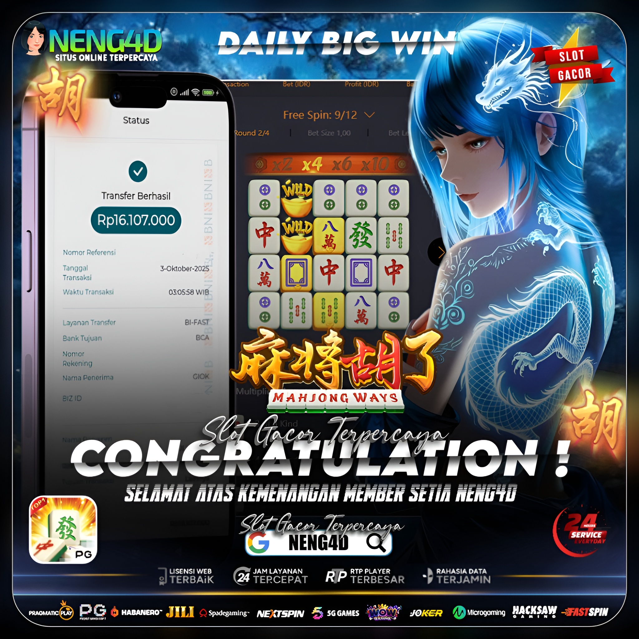 Kemenangan Luar Biasa Member Setia NENG4D di Mahjong Ways