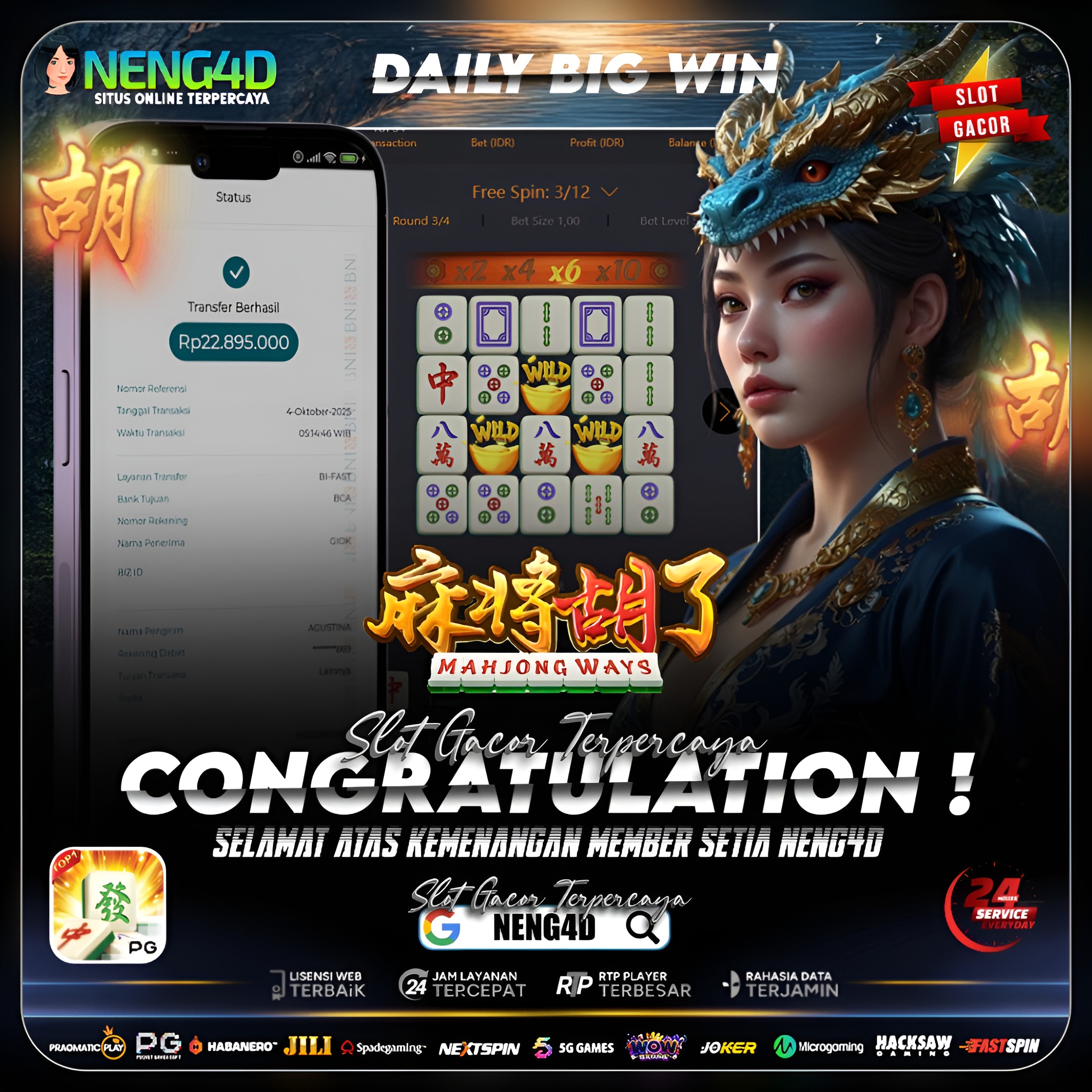 PECAH REKOR! KEMENANGAN FANTASTIS MEMBER SETIA NENG4D DI MAHJONG WAYS PG SOFT