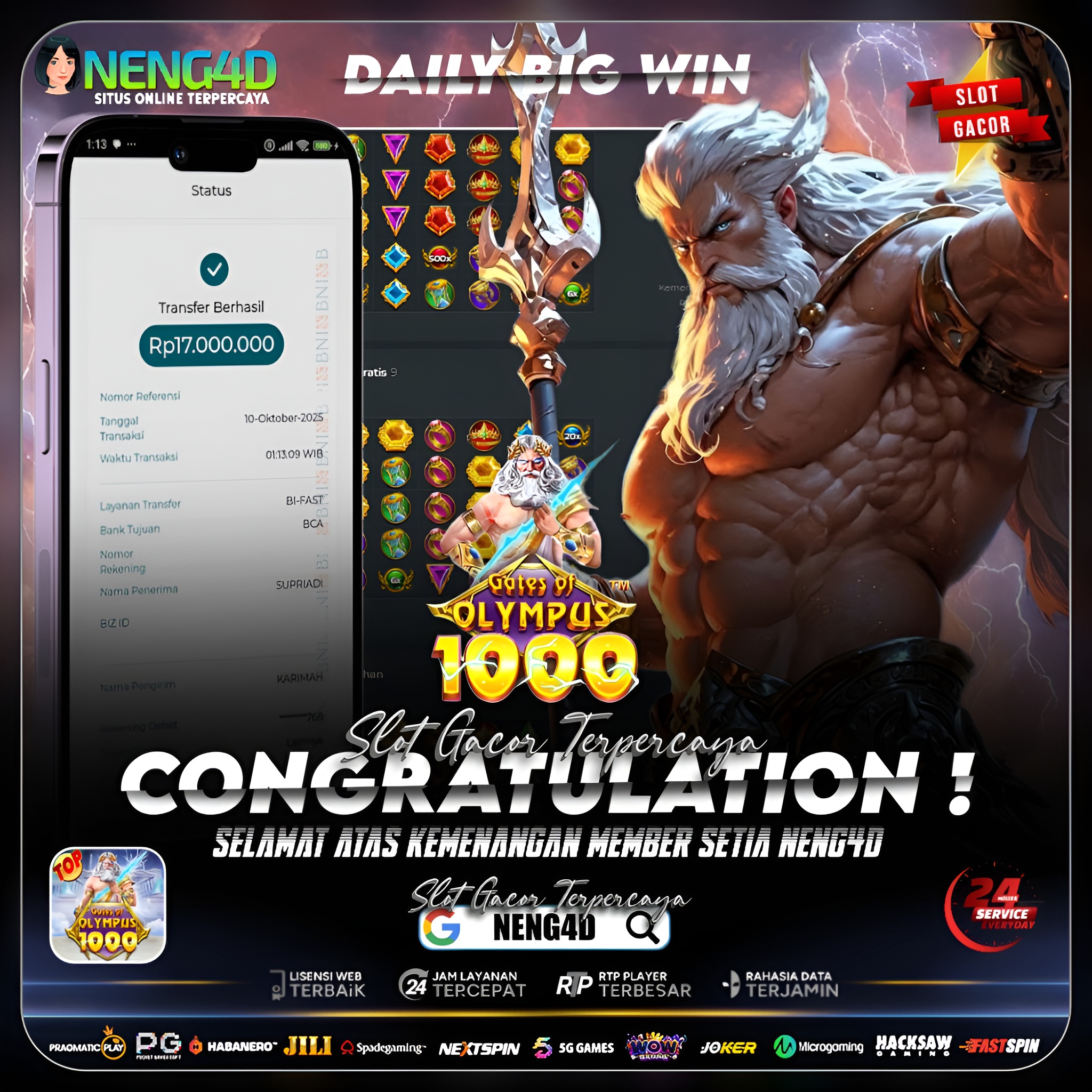 ZEUS MURKA!! PERKALIAN 500 HANTAM MEMBER NENG4D SAMPAI MENANG 17 JUTA DI GATES OF OLYMPUS 1000!
