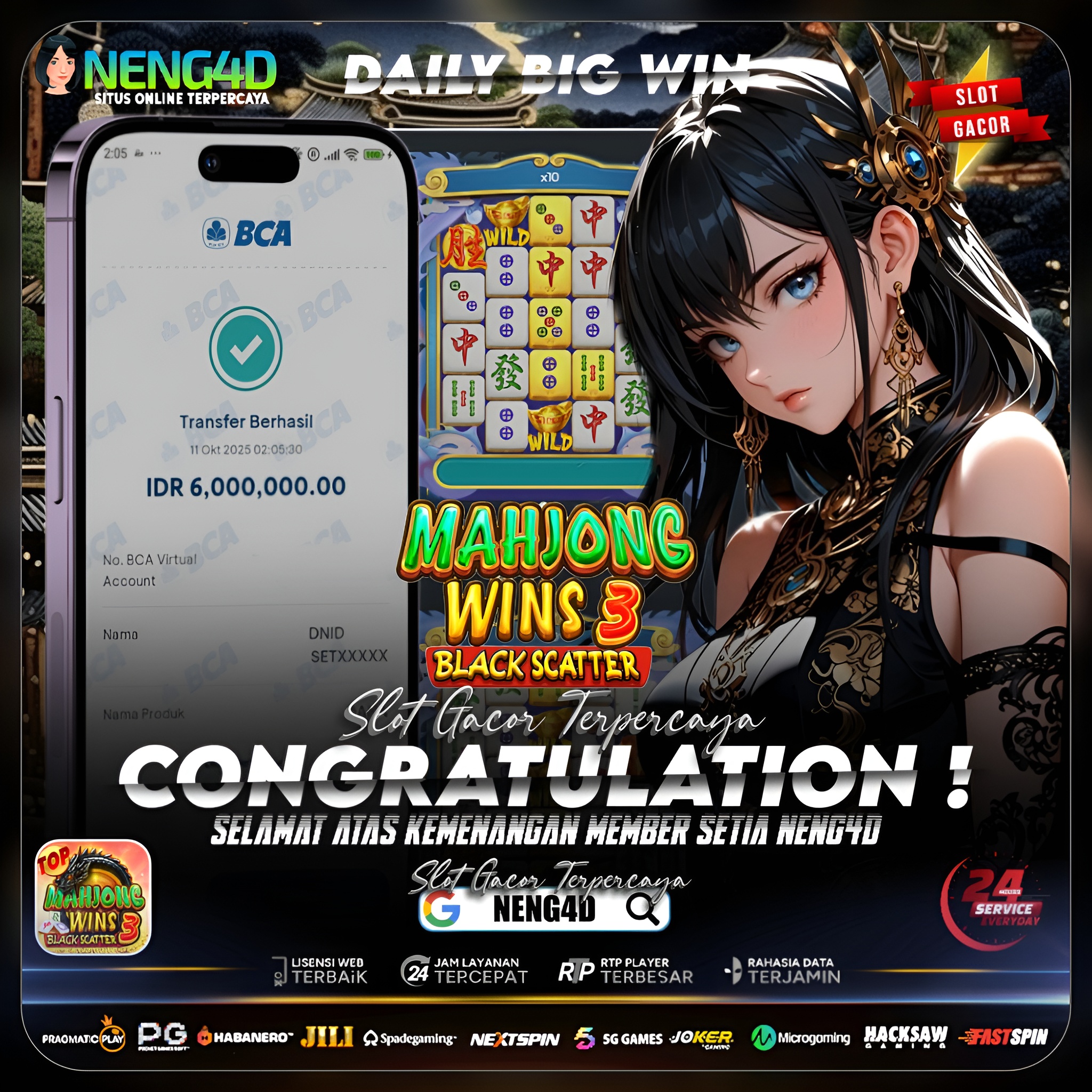 KILAU HITAM MENGGEMPARKAN! MEMBER NENG4D RAIH 6 JUTA DI MAHJONG WINS 3 – BLACK SCATTER!