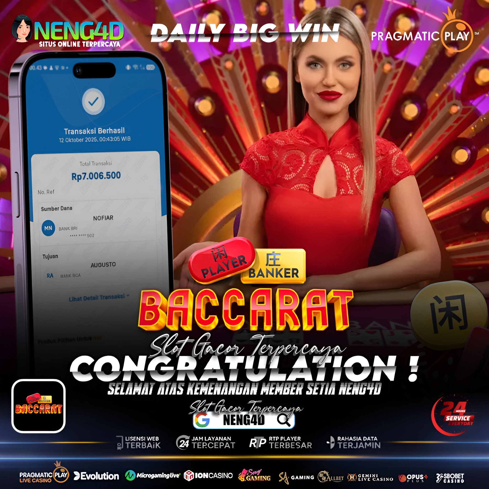 STRATEGI TEPAT, HASIL HEBAT! MEMBER NENG4D RAIH 7 JUTA DI PERMAINAN BACCARAT!