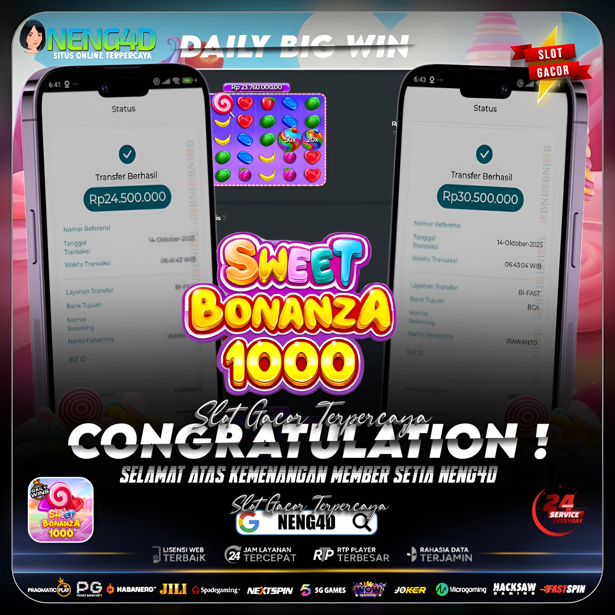 MANISNYA GILA! MEMBER NENG4D HANTAM JACKPOT 55 JUTA DI SWEET BONANZA 1000!