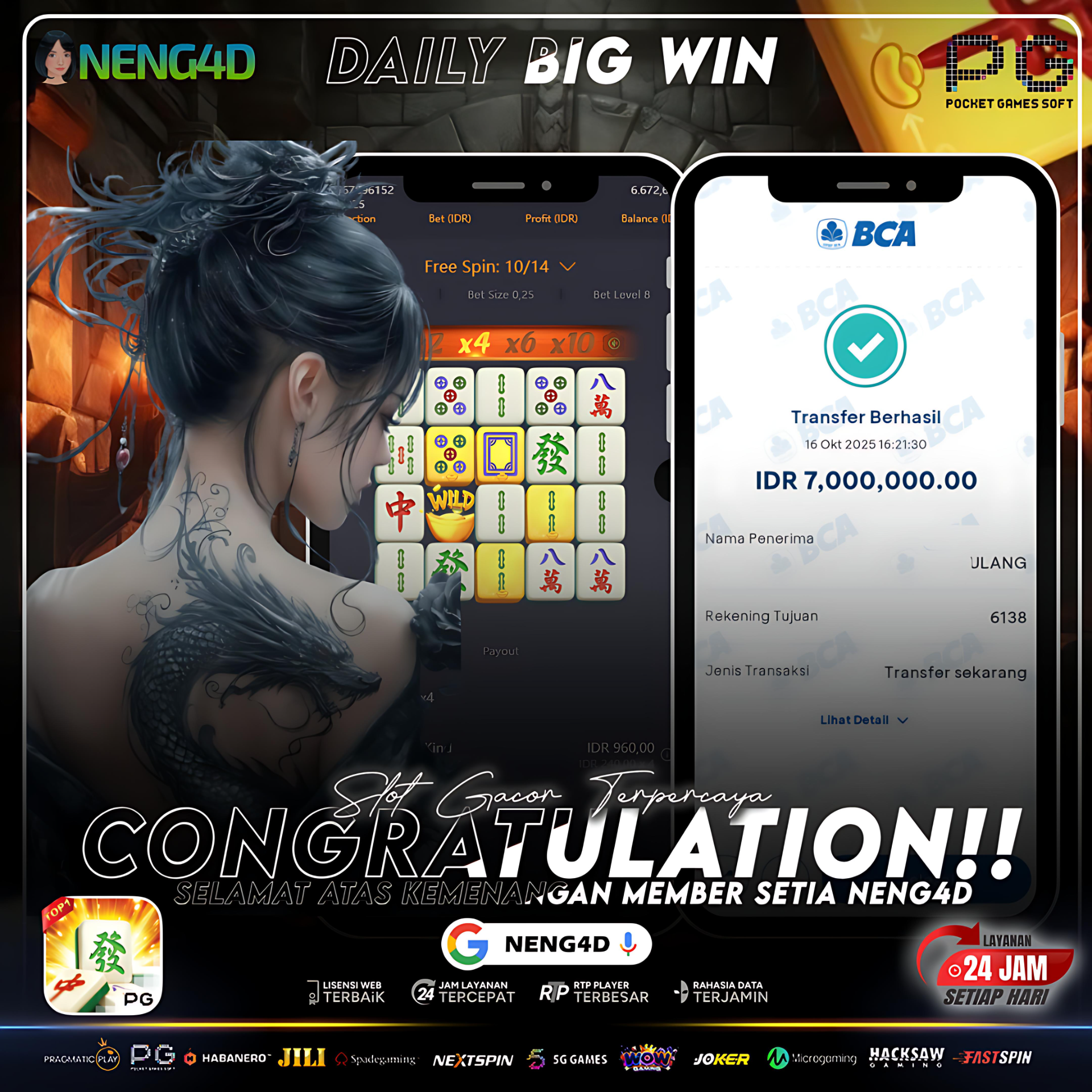 Member Setia NENG4D Raih Kemenangan 7 Juta di Permainan Mahjong Ways