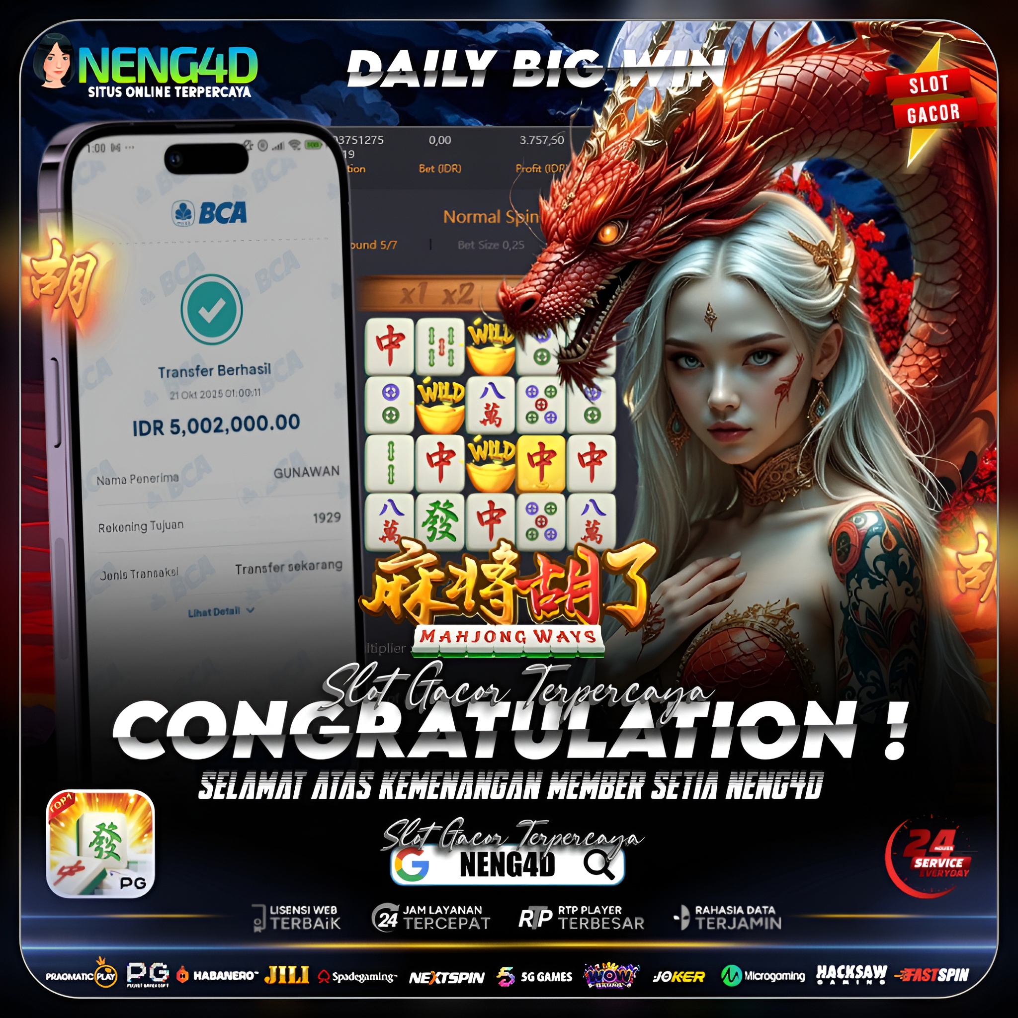 Kemenangan 5 Juta Member Setia NENG4D di Permainan Mahjong Ways