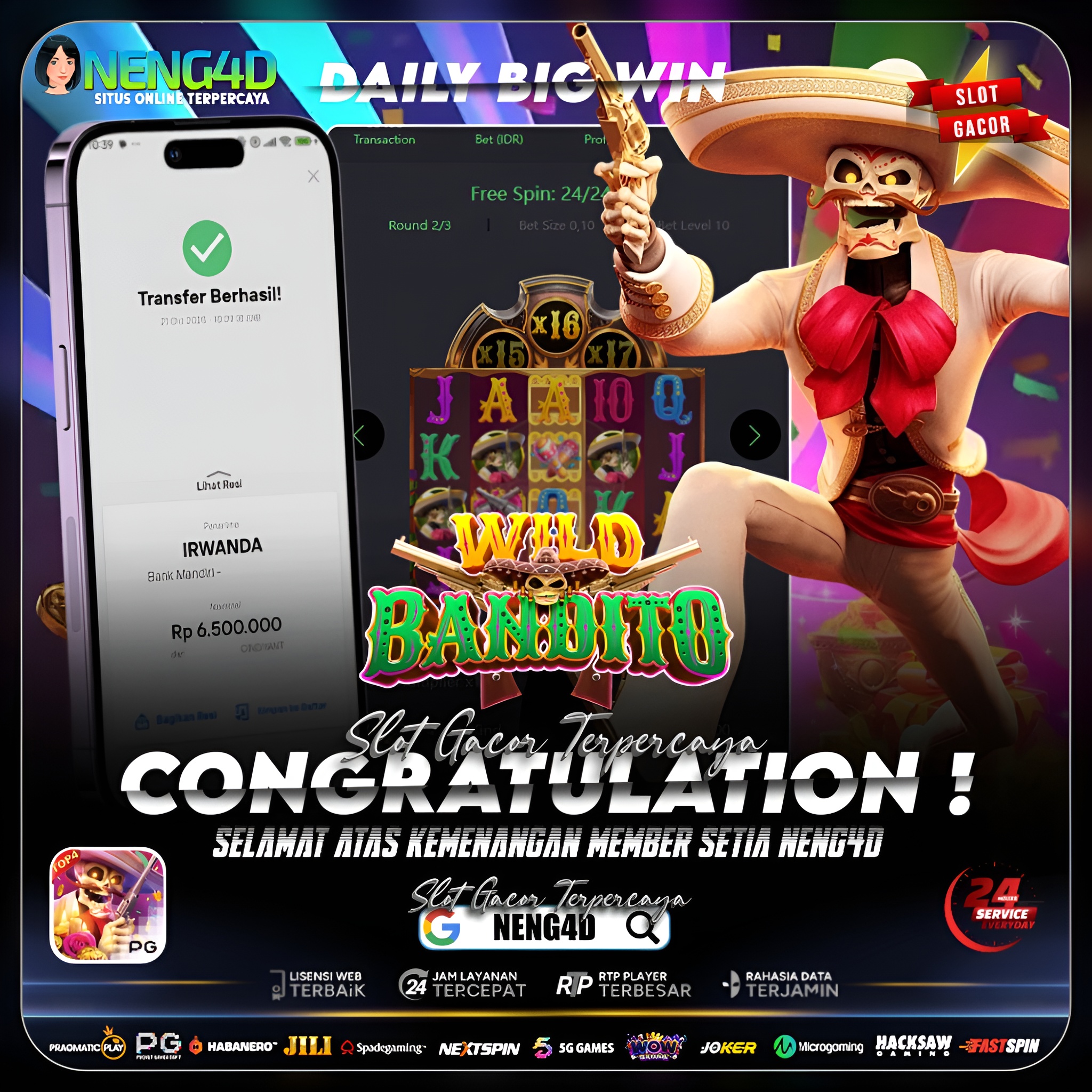 Kemenangan 6,5 Juta Member Setia NENG4D di Permainan Wild Bandito