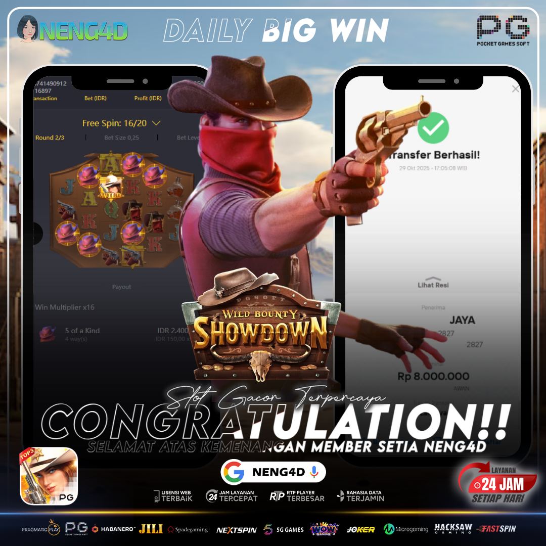 DUEL PANAS! MEMBER NENG4D TAKLUKKAN WILD BOUNTY SHOWDOWN DAN BAWA PULANG 8 JUTA!