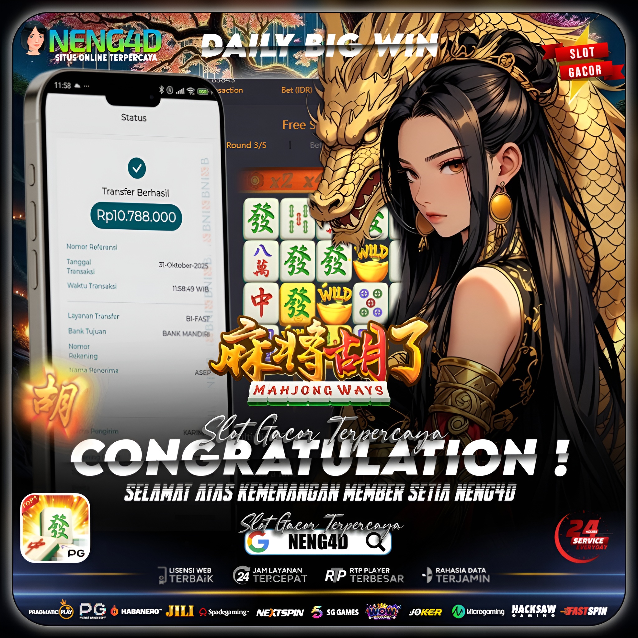 MEMBER SETIA NENG4D RAIH KEMENANGAN 10 JUTA DI MAHJONG WAYS PG SOFT