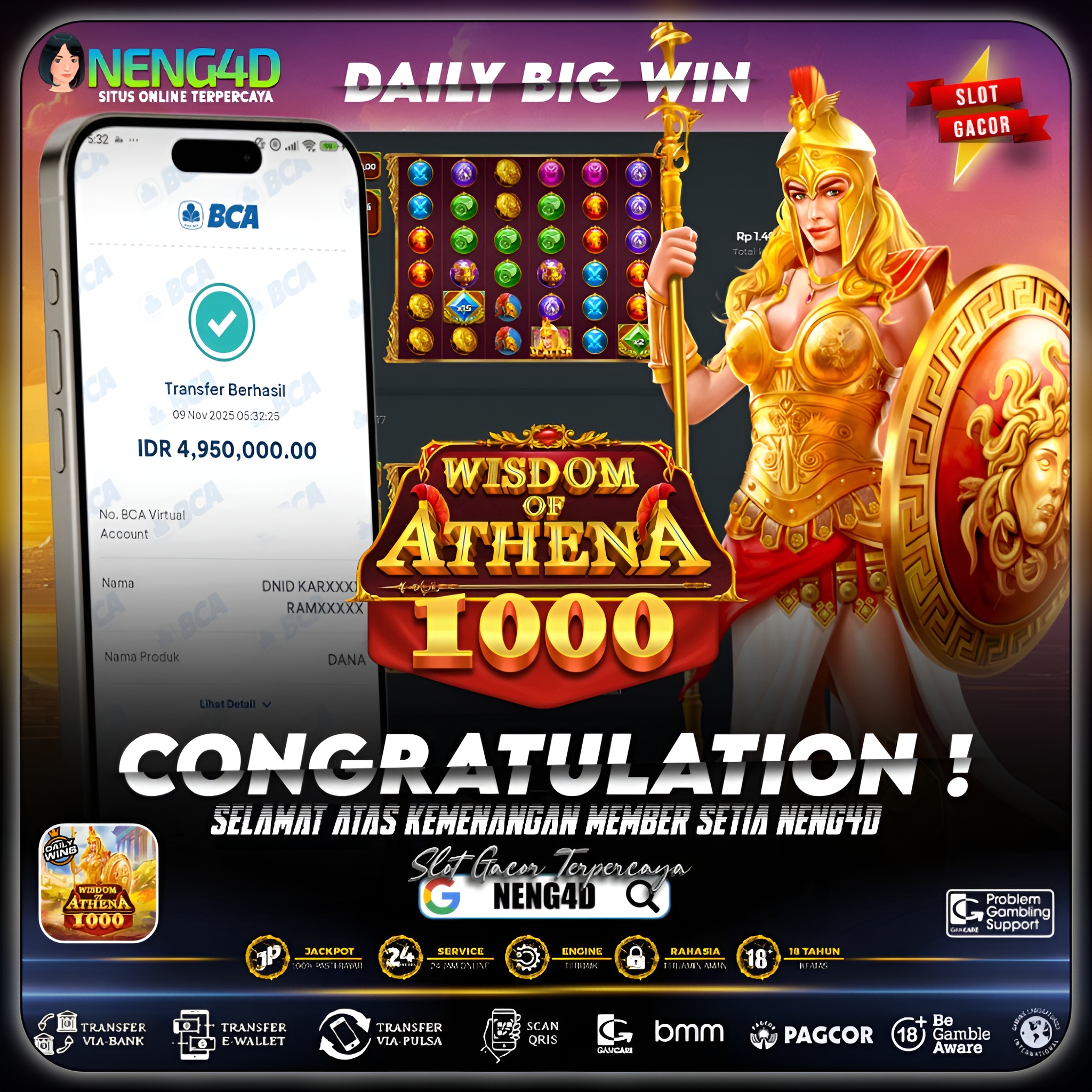 Kemenangan 4 Juta di Wisdom of Athena 1000 Pragmatic Play