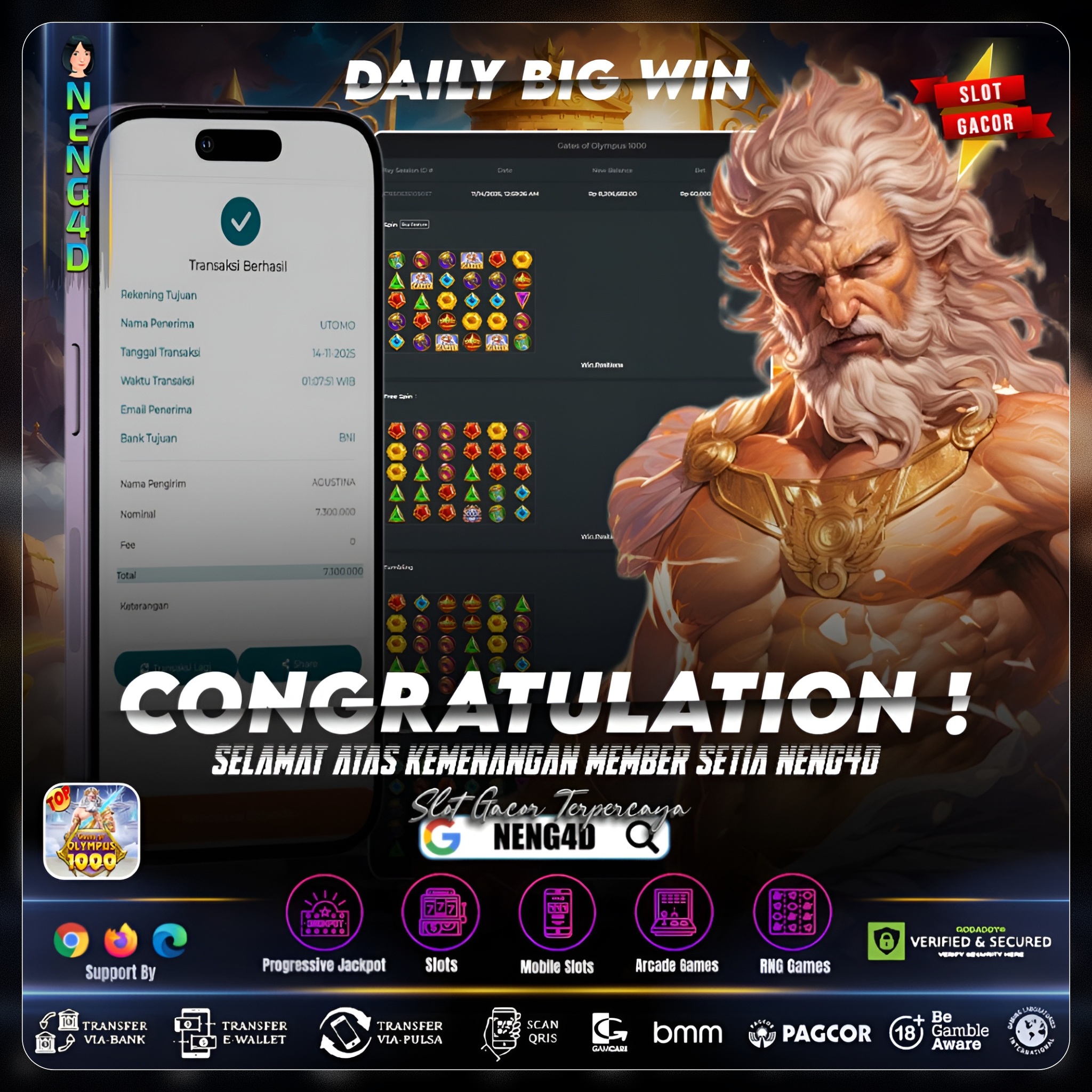 BARENG NENG4D PETIR 1000 MENDARAT DI GATE OF OLYMPUS 1000