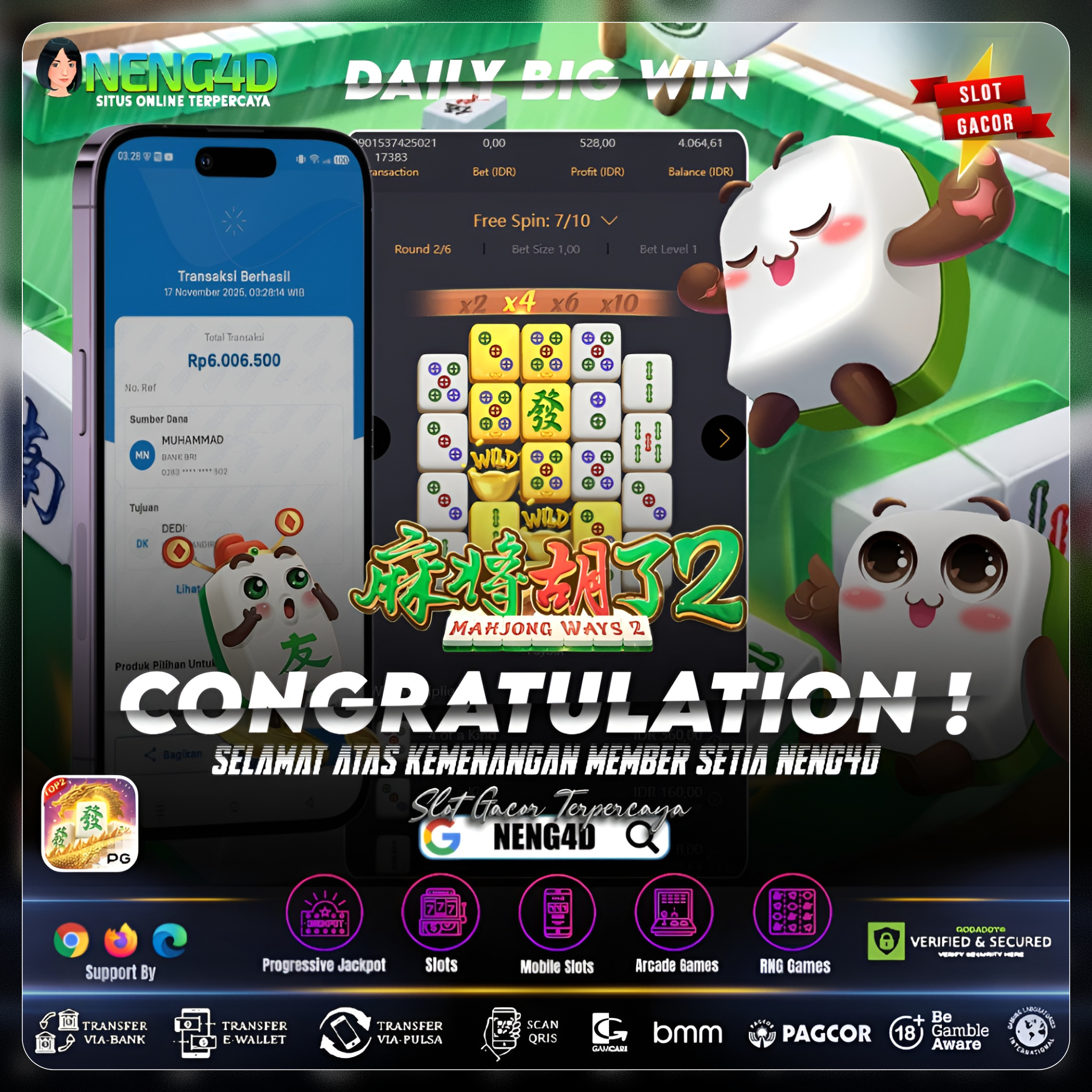 BERHASIL CUAN 6 JUTA BARENG MAHJONG WAYS 2 NENG4D