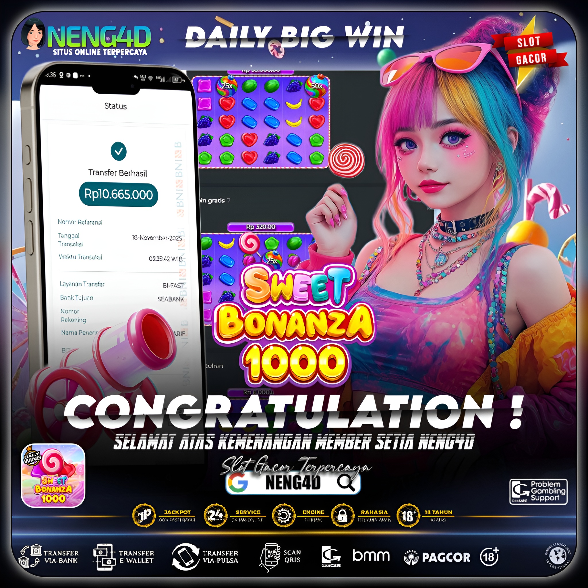 MENANG 10JT MAIN DI SWEET BONANZA 1000 PRAGMATIC PLAY