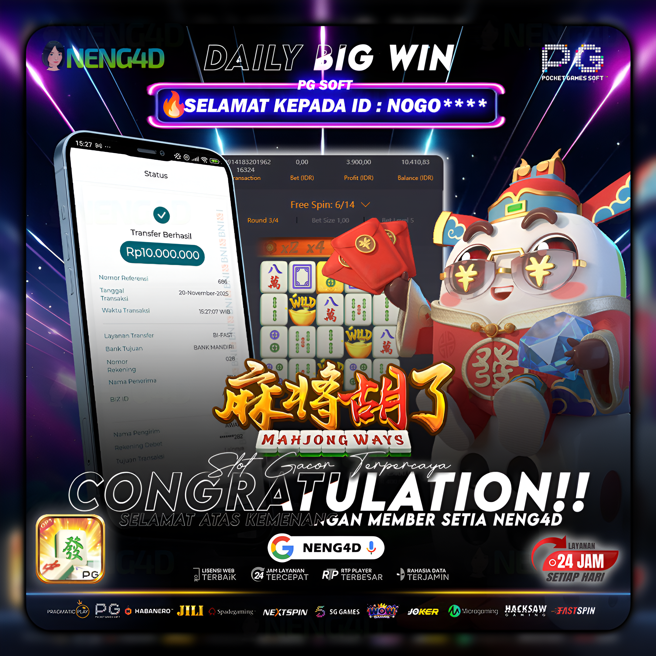 PG SOFT - JACKPOT SLOT MAHJONG WAYS Rp.10.000.000