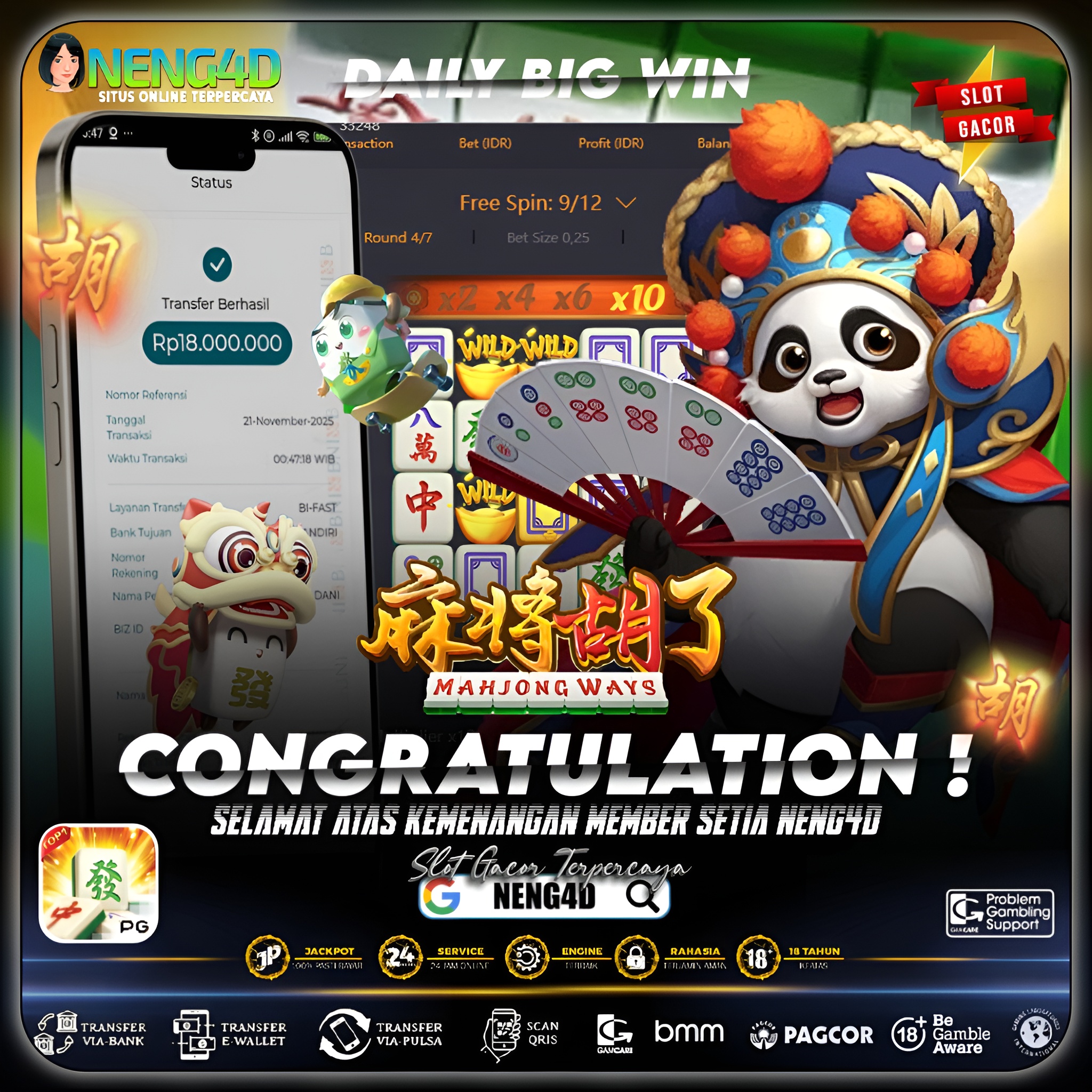 KEMENANGAN MEMBER SETIA NENG4D