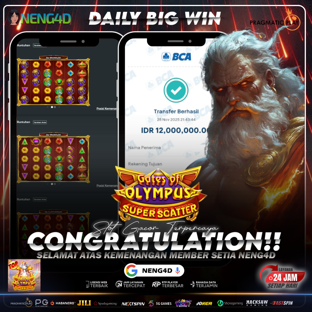 MEMBER NENG4D MENANG 12 JUTA DI GATES OF OLYMPUS SUPER SCATTER