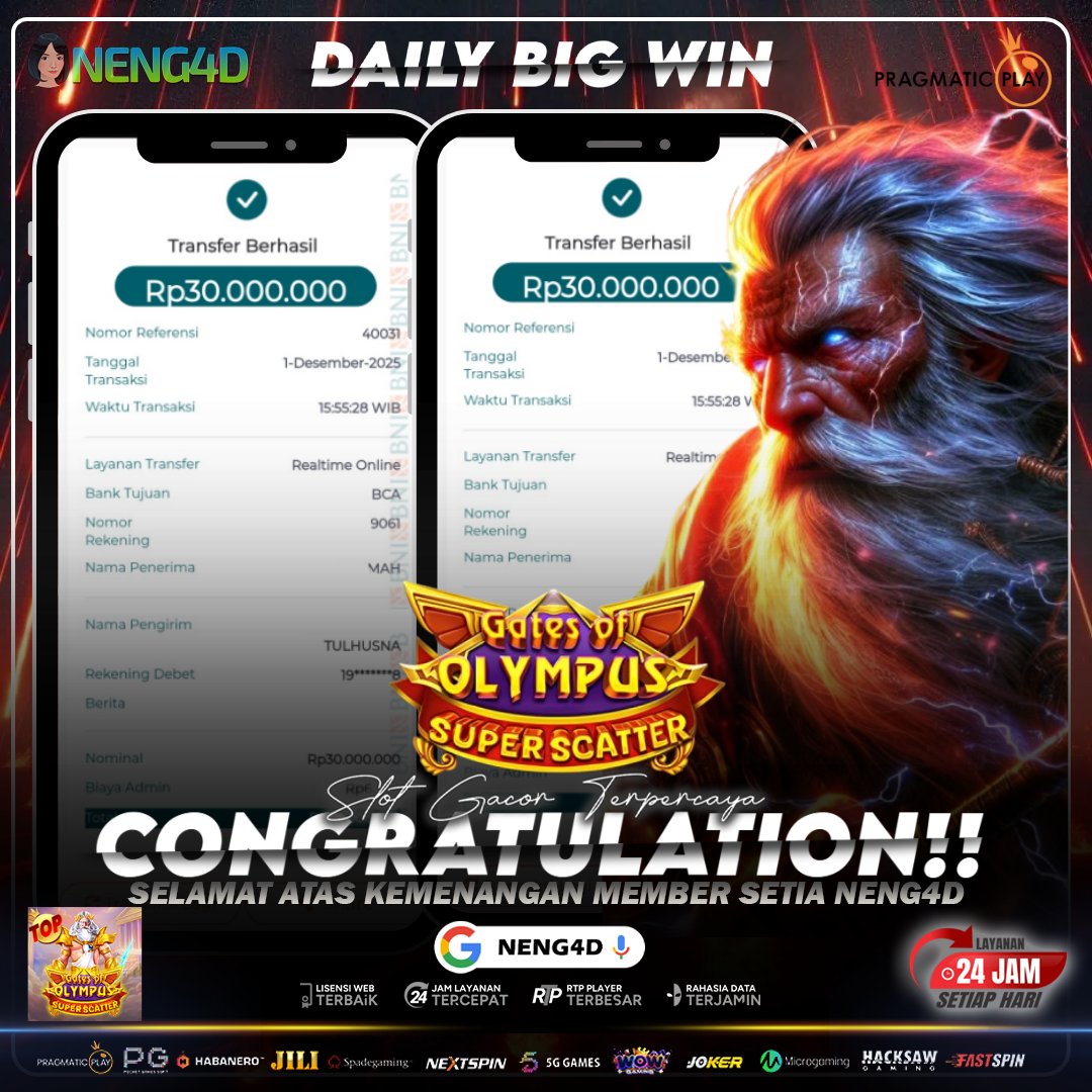 LEDakan 60 Juta Member NENG4D di Gates of Olympus Super Scatter